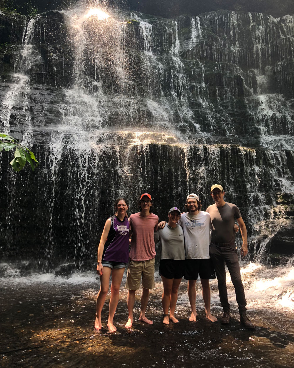 Summer research interns enjoying a day at the waterfall